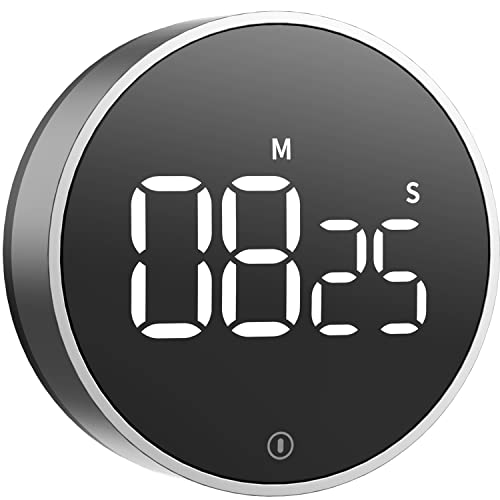 VOCOO Digitaler Küchentimer - Magnetischer Countdown Timer mit 3 Lautstärkestufen, Eieruhr mit großem LED-Bildschirm für Heim Fitness Klassenzimmer(einschließlich Batterien) (Dunkelgrau) von VOCOO