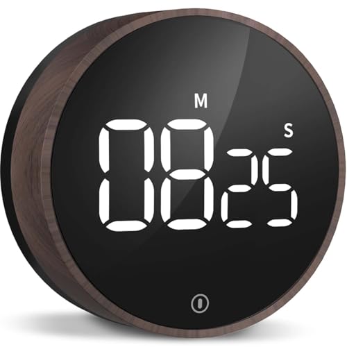 VOCOO Digitaler Küchentimer - Magnetischer Countdown Timer mit 3 Lautstärkestufen, Eieruhr mit großem LED-Bildschirm für Heim Fitness Klassenzimmer(einschließlich Batterien) (Tiefe Holzmaserung) von VOCOO