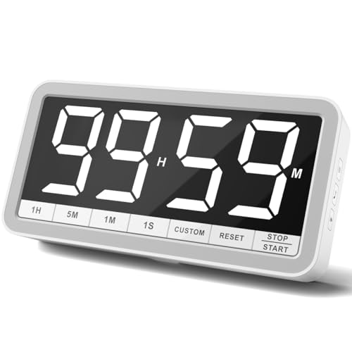 VOCOO Großer digitaler Küchentimer mit Klare LED Anzeige: Magnetische Zeitgeber mit 3 Helligkeit, 4 Alarme und 3 Lautstärkestufen, Batteriebetrieben Countdown Timer für Kochen Klassenzimmer Zuhause von VOCOO