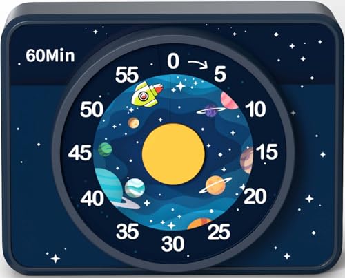 VOCOO Visueller Timer für Kinder - Hübsches Regenbogenmuster, 60-Minuten-Countdown für Schule, Büro, Küche und Kochen, Starkes Magnet, Stiller Zeitmanagement-Tool, inklusive 2 AAA-Batterien (Blau) von VOCOO