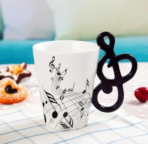 Tasse mit Henkel und Henkel aus Keramik, Motiv: Musik, Violine, für Kaffee, Tee, Milch, 5 Drähte von VOCOP