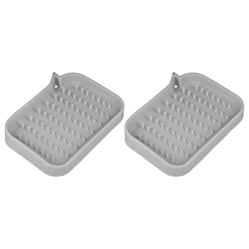 2 Stück Seifenschale Seife Trocken Seifenreinigung Lagerung für Hause Badezimmer Küche Silikon Grau von VOCOSTE