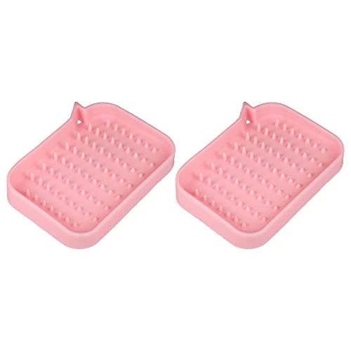 2 Stück Seifenschale Seife Trocken Seifenreinigung Lagerung für Hause Badezimmer Küche Silikon Rosa von VOCOSTE