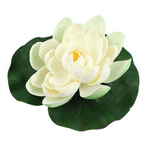VOCOSTE 1 Stück Künstliche Schwimmende Lotusblume Künstliche Lotusblume für Gartenteiche Pool Dekoratio Weiß,3.9" von VOCOSTE