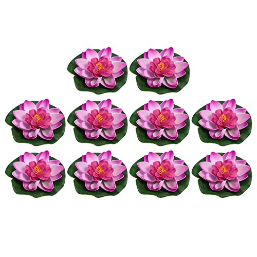 VOCOSTE 10 Stück Künstliche Schwimmende Lotusblume Künstliche Lotusblume für Gartenteiche Pool Dekoratio Lila 3.9" von VOCOSTE
