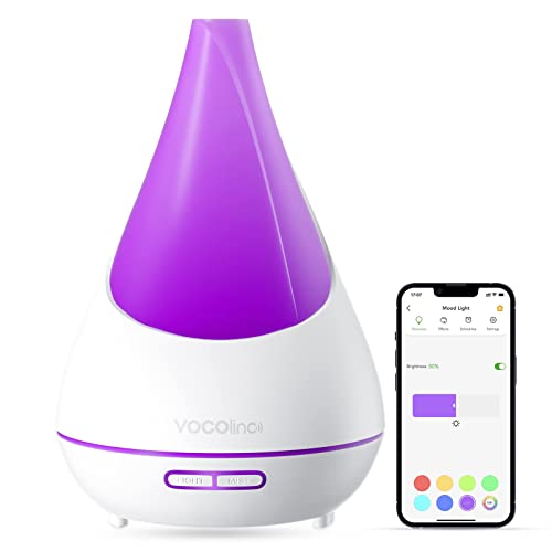 VOCOlinc Alexa Aroma Diffuser,300 ml, funktionieren mit Apple Homekit,Diffuser ätherische öle，leiser Ultraschall-Luftbefeuchter, App-Steuerung,Wasserlose Abschaltautomatik für Zimmer, Büro, Yoga von VOCOlinc