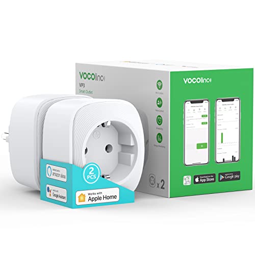 VOCOlinc Smart Steckdose Funktioniert mit Apple HomeKit, WLAN Steckdose mit Verbrauchsmessung, Timer, Kompatibel mit Alexa, Google Home, Kein Hub Erforderlich, 1 Stück (2 Stück) von VOCOlinc