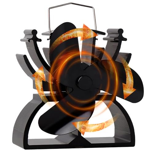 Thermoelektrischer Ventilator für Kamin, 12,5 cm hoch, umweltfreundlich, schwarz von VODA