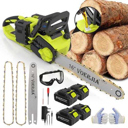 VOERJIA 16 Zoll Akku-Kettensäge, Kettensäge mit Akku, 4 * 4000 mAh Akku, 2200W Bürstenlose Kettensäges mit automatischer Kettenschmierung und Kettenbremse Zum Fällen von Baumstämmen und Bäumen VOERJIA 16 Zoll Akku-Kettensäge, Kettensäge mit Akku, 4 * 4000 mAh Akku, 2200W Bürstenlose Kettensäges mit automatischer Kettenschmierung und Kettenbremse Zum Fällen von Baumstämmen und Bäumen von VOERJIA