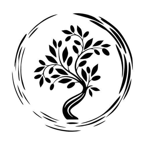 Dekorative Wandaufkleber Enso Circle Asiatischer Baum Buddhismus Baum des Lebens 36x36.7cm Löst sich nicht ab Schwarz von VOETOY