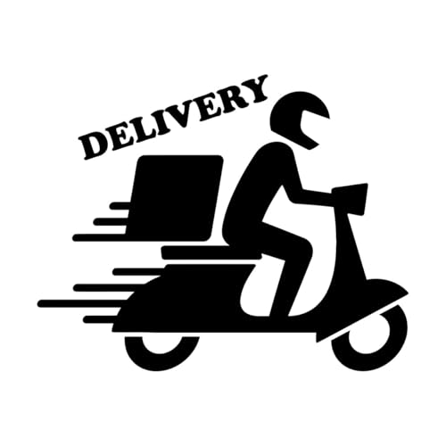 Designer-Kunstaufkleber Essenslieferant Fahrrad Schnelldienst Geschäft 34x42.5cm Mit Transferfolien-Set Schwarz von VOETOY