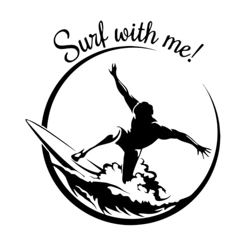 Designer-Kunstaufkleber Surfen, Extremsport, Inspirierende Surf-Zitate, Leben 36x37.8cm Glasaufkleber Schwarz von VOETOY