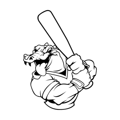 Fein geschnitzte Aufkleber Alligator Baseballschläger Spieler Sport Spiel Tier 34x46.1cm Löst sich nicht ab Schwarz von VOETOY