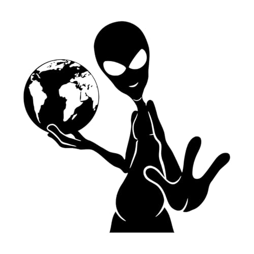 Fein geschnitzte Aufkleber Außerirdischer Erde Ufo Humanoid 36x36.8cm Klebstofffrei entfernbar Schwarz von VOETOY