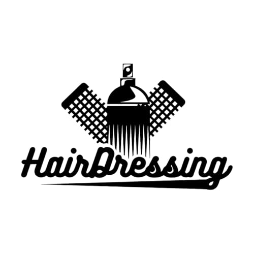Fein geschnitzte Aufkleber Logo Barber Shop Tools Haarschnitt Rasuren 30x50.3cm Wandbegleiter Schwarz von VOETOY