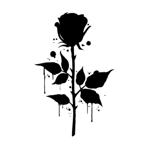 Gravuraufkleber Garten-Gothic-Stil Rose Blume 32x49.5cm Einfache Installation Schwarz von VOETOY