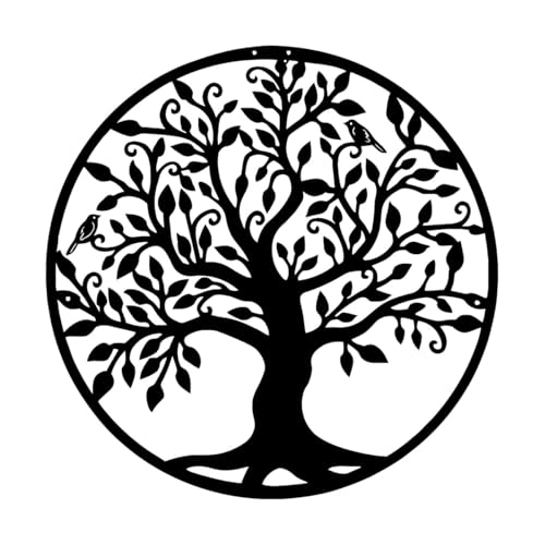 Gravuraufkleber Genealogie Baum des Lebens 36x36.1cm Kunstvolle Wandmalerei Schwarz von VOETOY