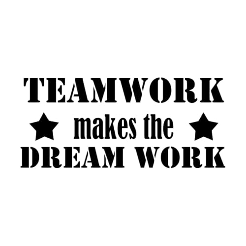 Gravuraufkleber Motivationszitat Worte Teamwork Macht Träume Inspirierende Briefe 28x63.2cm Wanddekoration Schwarz von VOETOY