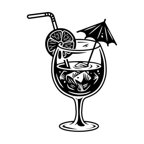 Schriftaufkleber Cafe Bar Trinkkollektion Cocktailbecher Glas 34x45.2cm Mehrere Farben zur Auswahl Schwarz von VOETOY
