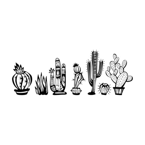 Schriftaufkleber Kaktus Sammlung Pflanze Wüste Mexiko Mexikanische Blumen 28x74.5cm Beschädigt die Wandoberfläche nicht Schwarz von VOETOY