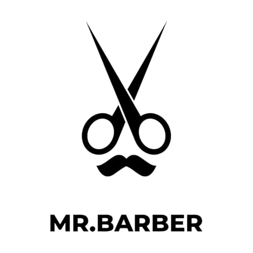 Schriftaufkleber Mr Barber Barbershop Schere Professioneller Friseur Schnurrbart 34x47.1cm Klebstofffrei entfernbar Schwarz von VOETOY