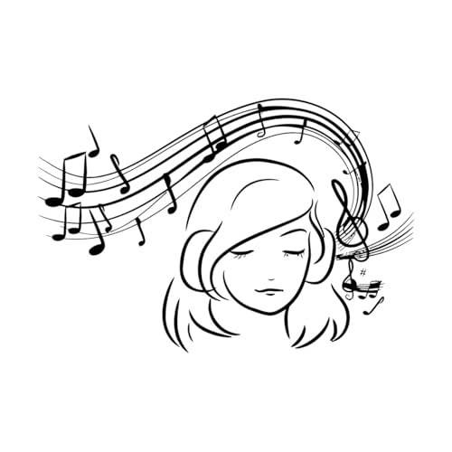 Schriftaufkleber Musiker Konzert Notizen Mädchen Musikzimmer 32x47.3cm Mit Transferfolien-Set Schwarz von VOETOY