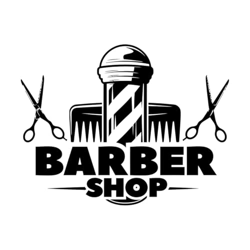 Vinyl-Kunstaufkleber Barber Shop Logo Schere Kamm Herren Stil 34x43.9cm Mehrere Größen Schwarz von VOETOY
