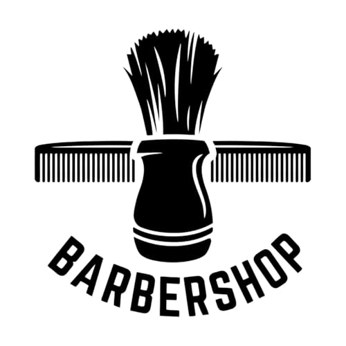 Vinyl-Kunstaufkleber Friseursalon Haarschnitt Schere Rasieren Haarschnitt Friseursalon 36x37.5cm Wanddekoration Schwarz von VOETOY