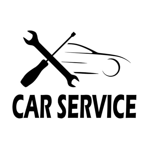 Vinyl-Kunstaufkleber Mechaniker Autoreparatur Autoservice Logo Garage 34x47.9cm Wandverschönerung Schwarz von VOETOY