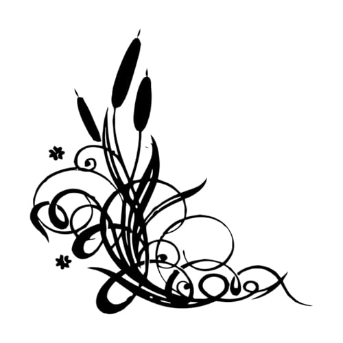 Vinyl-Kunstaufkleber Sumpf-Rohrkolben-Busch-Rohr-Gras-Blumen 36x36.4cm Bearbeitbar und mit Informationen versehen Schwarz von VOETOY