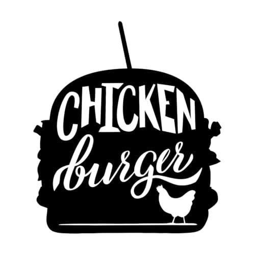 Vinyl-Wandaufkleber Fast Food Café Hähnchen Burger Imbisswagen 34x38.4cm Wanddekoration Schwarz von VOETOY