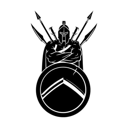 Vinyl-Wandaufkleber Spartanischer Krieger Helm Schild Speer Schwert 30x48.2cm Wandbegleiter Schwarz von VOETOY