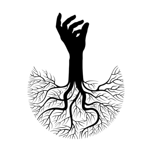 Wandaufkleber Abstrakter Baum des Lebens Hand Zweig Wurzeln 34x44.2cm Autodekoration Schwarz von VOETOY