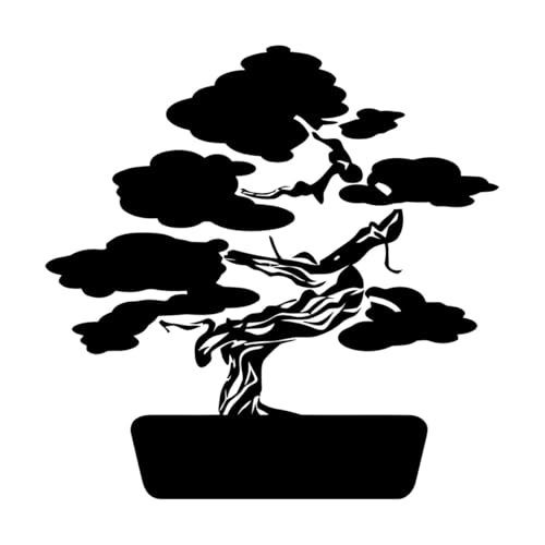 Wandaufkleber PVC Bonsai Asien Baum Natürlich Japan 36x36cm Beschädigt die Wandoberfläche nicht Schwarz von VOETOY