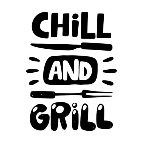 Wandaufkleber aus Papier Chill and Grill Kochen Fleisch Steak Bar Restaurant 34x44.6cm Wasserfest Schwarz von VOETOY