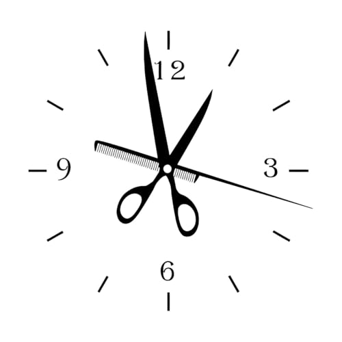 Wandaufkleber aus Papier Friseursalon Uhr Friseursalon Friseursalon 36x36.6cm Klebstofffrei entfernbar Schwarz von VOETOY
