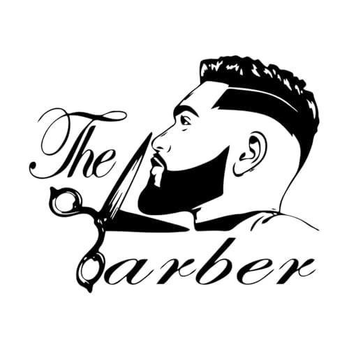 Wandaufkleber aus Papier Haarschneideschere Perfect Barber Shop 34x41.5cm Beschädigt die Wandoberfläche nicht Schwarz von VOETOY
