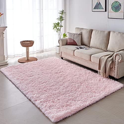 VOFUSHON Wohnzimmer Hochflor Teppich,Shaggy Flur Läufer Teppich Modern Flauschiger Weich Teppich Groß für Wohnzimmer Deko/Schlafzimmer/Kinderzimmer(200 x 300 cm,Rosa) von VOFUSHON