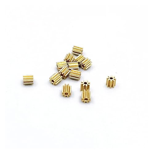 VOGGWBMQ 5pcs/Lot 0.3 Modulus 10T 1.48MM Hole Teeth Metal Copper Gear Spindle Gearwheel Fit 1mm 1.5mm 2mm Shaft von VOGGWBMQ