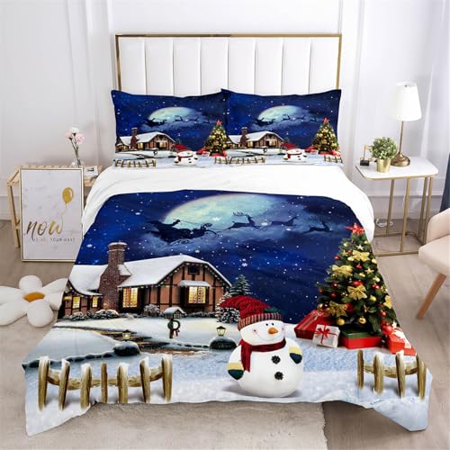 VOGIAY Bettwäsche-Set 135 x 200 cm 80x80 cm mit Wintermotiv Weihnachten 100% Mikrofaser Weihnachts-Deko Partner-Bettwäsche 2-TLG von VOGIAY