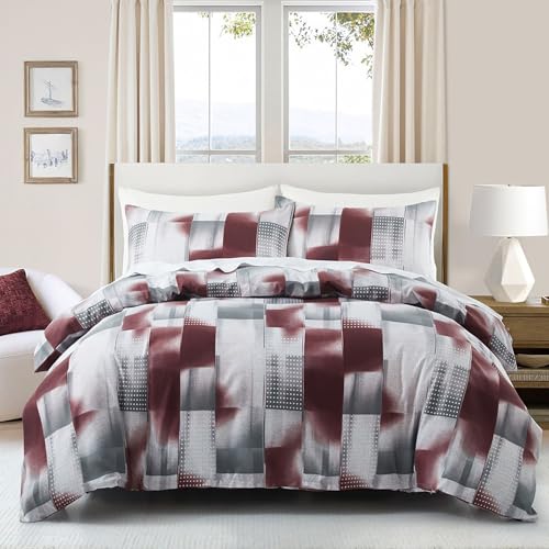 VOGIAY Moderne Bettwäsche 4teilig Weinrot Grau Weiß - Abstrakter Druck - Mikrofaser 2 Bettbezug 135x200 cm, 2 Kissenbezug 80x80 cm - Zeitgenössisches Schlafzimmer Ambiente VOGIAY Moderne Bettwäsche 4teilig Weinrot Grau Weiß - Abstrakter Druck - Mikrofaser 2 Bettbezug 135x200 cm, 2 Kissenbezug 80x80 cm - Zeitgenössisches Schlafzimmer Ambiente von VOGIAY