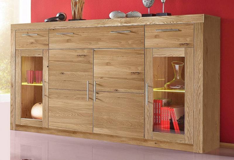 VOGL Möbelfabrik Highboard Toronto, opt. Glastüren, teilmassiv, Rahmenoptik, Made in Germany von VOGL Möbelfabrik