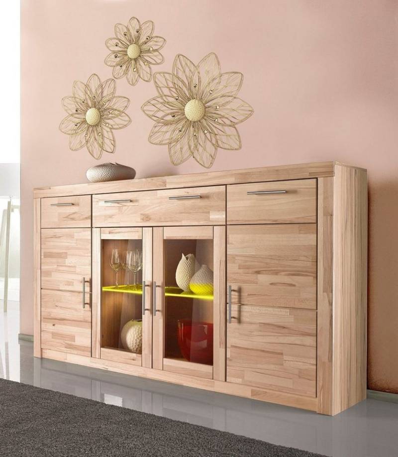 VOGL Möbelfabrik Highboard Toronto, opt. Glastüren, teilmassiv, Rahmenoptik, Made in Germany von VOGL Möbelfabrik