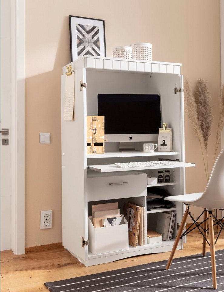 VOGL Möbelfabrik Sekretär Niklas, PC-Schrank, Home Office, Maße 80x50x138 cm, Made in Germany von VOGL Möbelfabrik