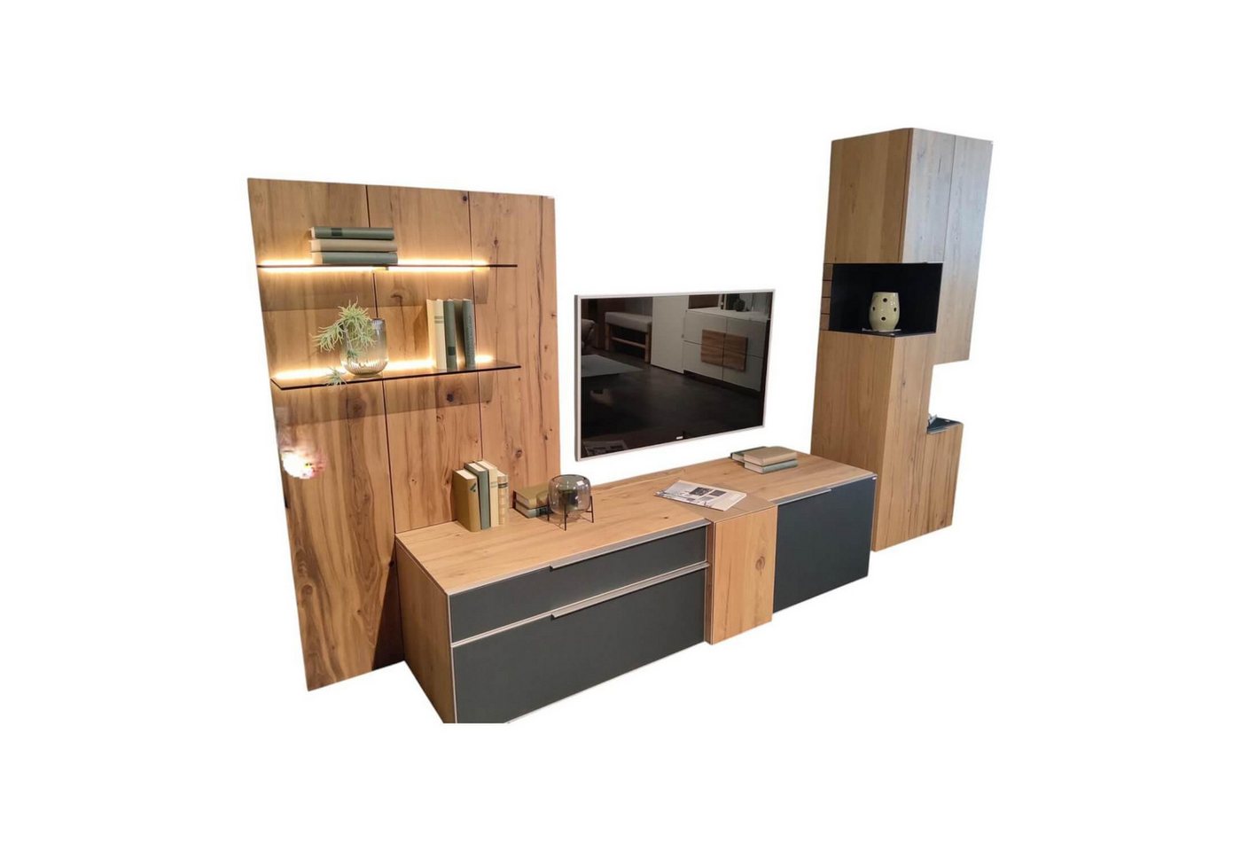 VOGLAUER Anbauschrank Wohnwand V-Alpin Eiche Altholz Colorglas Anthrazit Satiniert VOGLAUER Anbauschrank Wohnwand V-Alpin Eiche Altholz Colorglas Anthrazit Satiniert von VOGLAUER