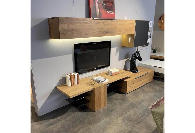 VOGLAUER Anbauschrank Wohnwand V-Alpin Eiche Altholz Glas Anthrazit von VOGLAUER
