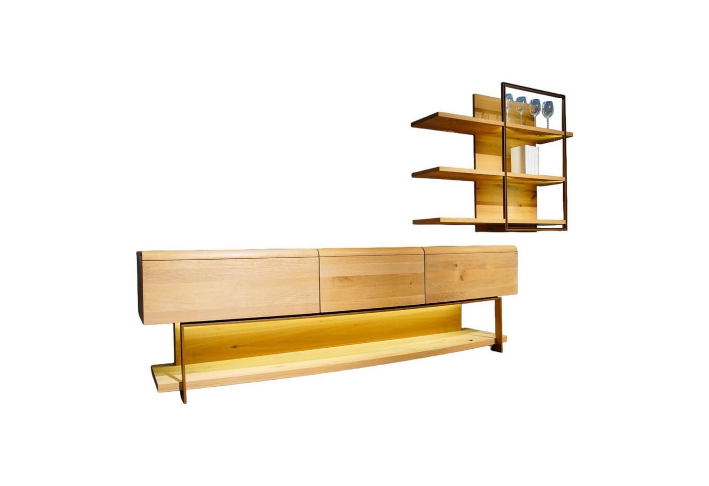 VOGLAUER Anbauschrank Wohnwand Vcuben Wildeiche Rustiko Mit LED-Beleuchtung VOGLAUER Anbauschrank Wohnwand Vcuben Wildeiche Rustiko Mit LED-Beleuchtung von VOGLAUER