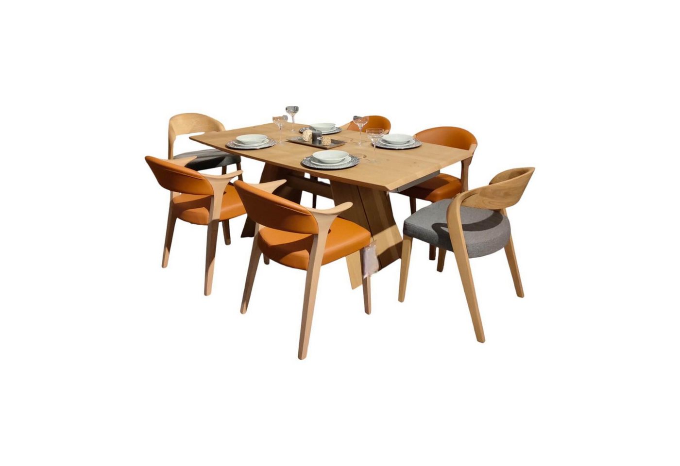 VOGLAUER Essgruppe 6er Set Stuhl V-Rock Stoff Curl Steel Grau Und Leder LV VOGLAUER Essgruppe 6er Set Stuhl V-Rock Stoff Curl Steel Grau Und Leder LV von VOGLAUER