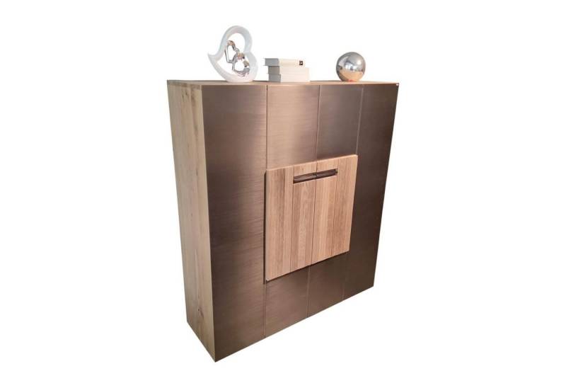 VOGLAUER Standvitrine Highboard V-Galvino 128 Wildeiche Rustiko Schwarz Geölt Mit von VOGLAUER