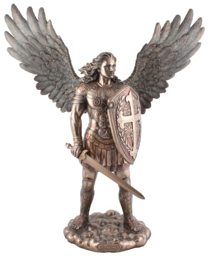 Erzengel Heiliger Michael mit Schild - aus Kunststein, von Hand bronziert und coloriert by Veronese von VOGLER Joh. Vogler GmbH